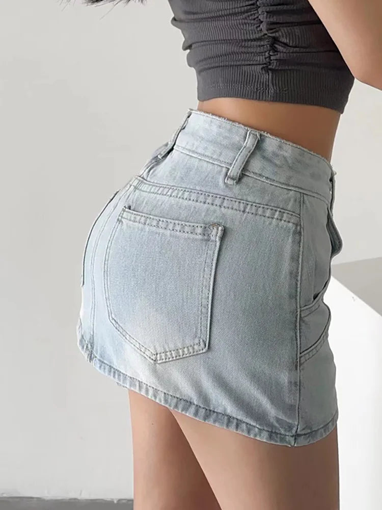 Jul Skirt spliced Denim Pocket High Waist