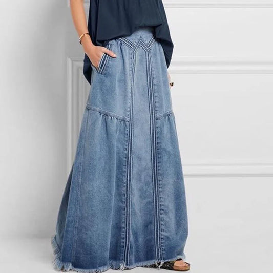 Lou Boho  Denim  Vintage Long Skirt