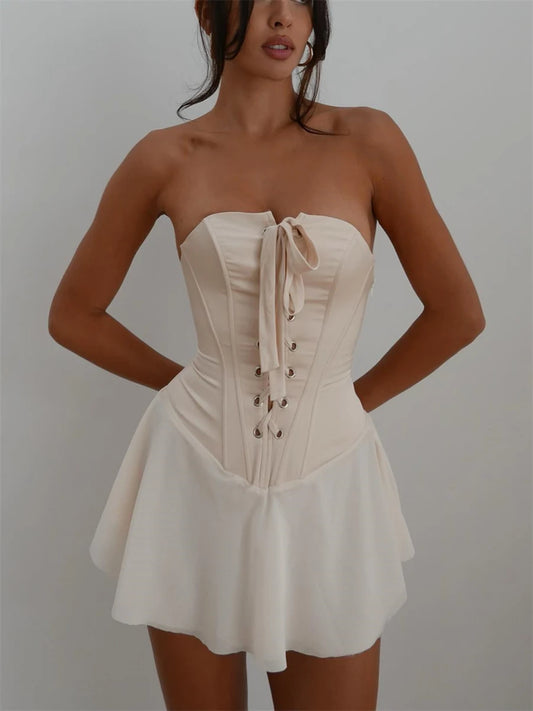 BC Vintage Strapless Bandage Corset Mini Dress Sleeveless Off-Shoulder
