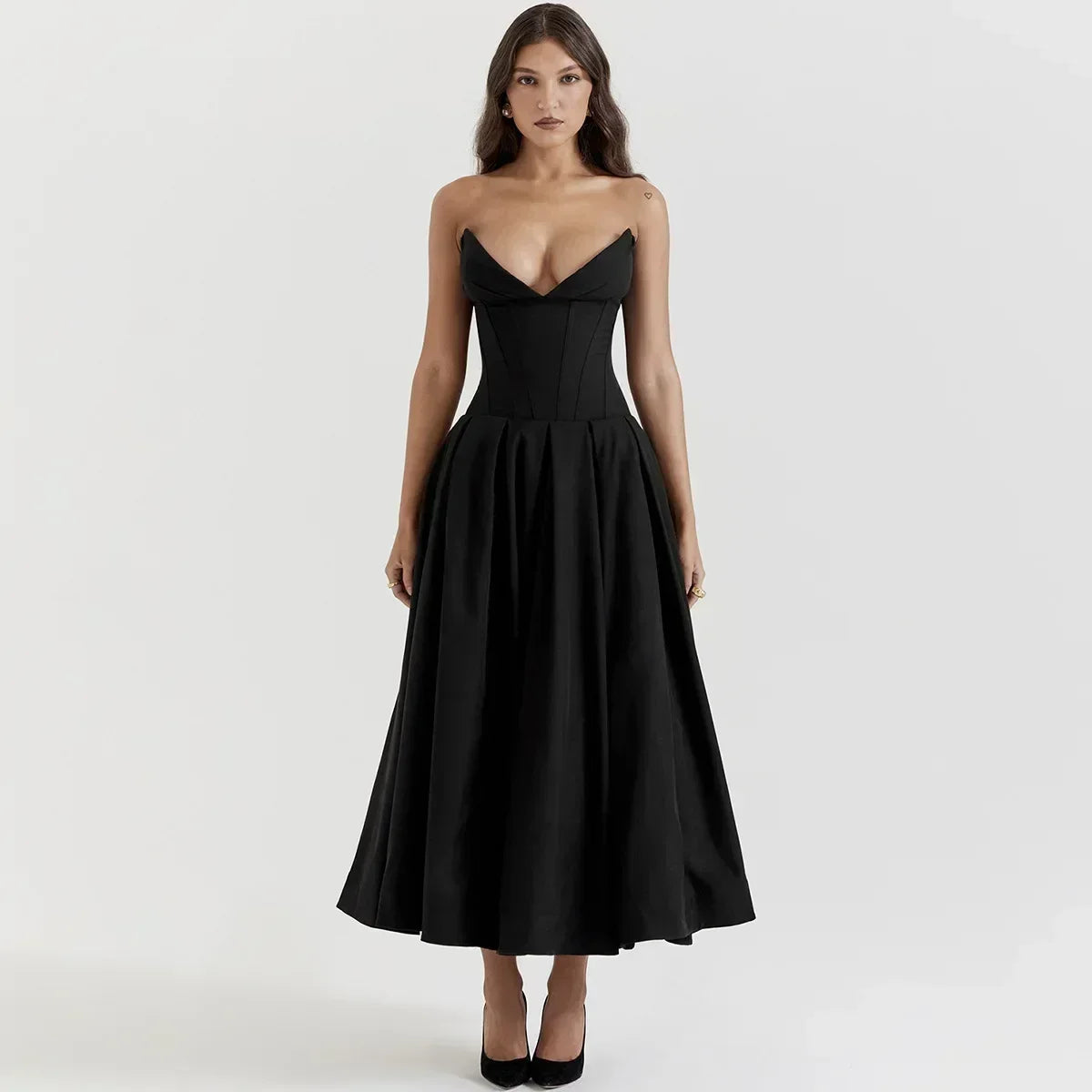 Beth Maxi Elegant Strapless Corset Dress