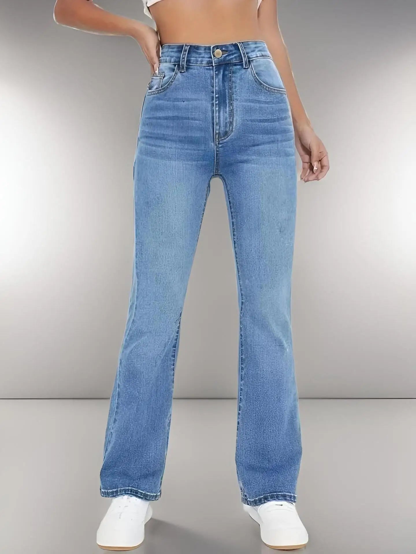 Versatile High Waist Washed Denim