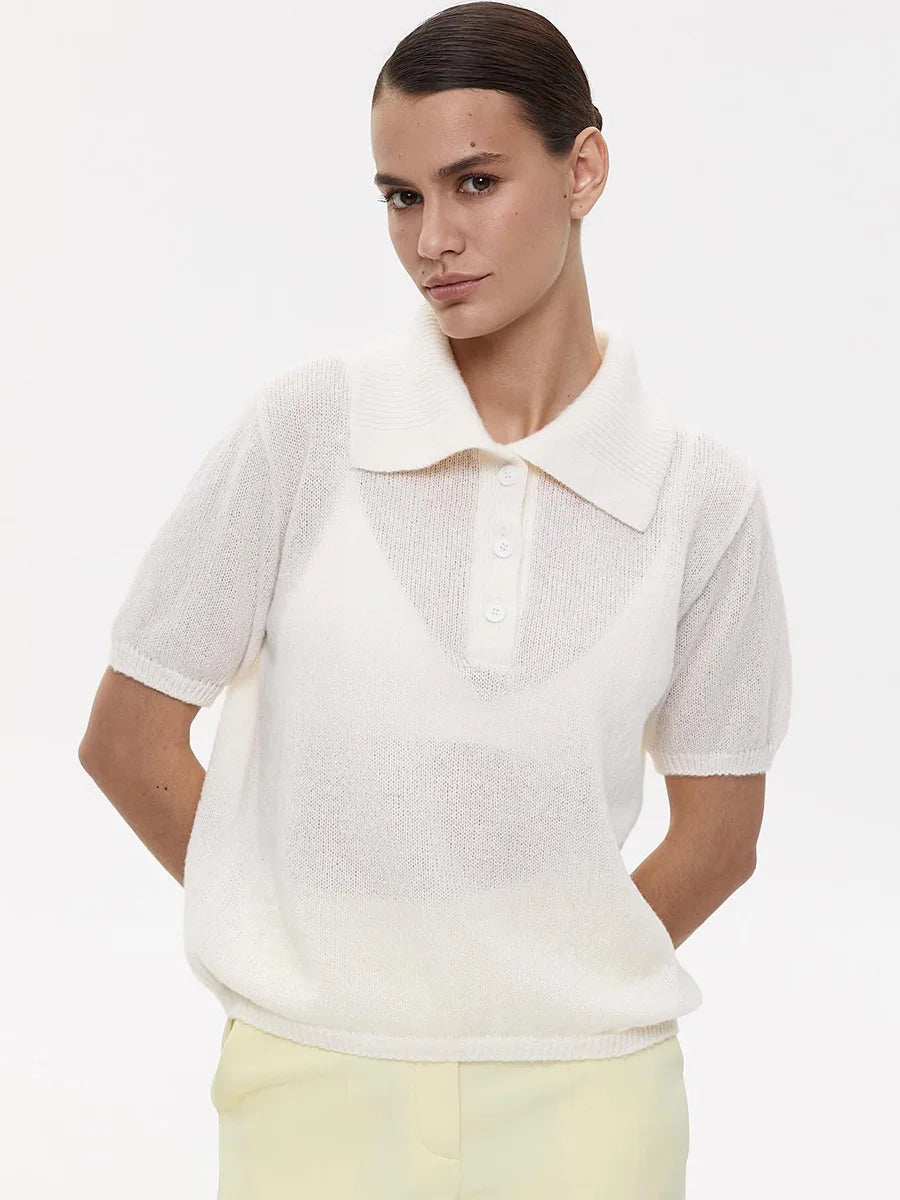Nova Knitted Hollow Short Sleeve Polo