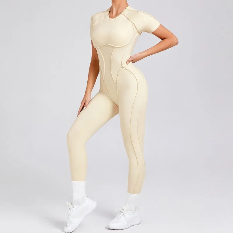BC Seamless Yoga Jumpsuits Backless Short-sleeved One-piece