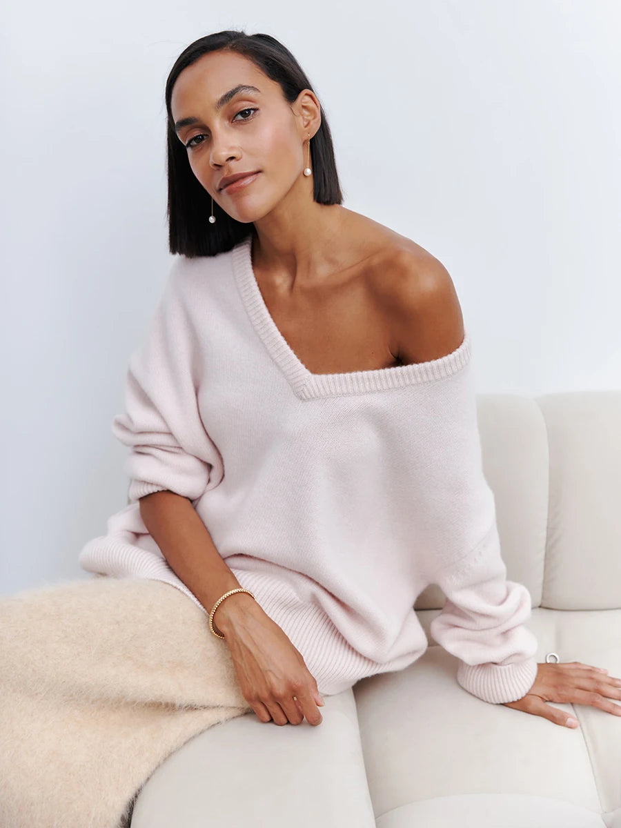 BB Oversized V-neck Warm Knitted Pullover Sweat
