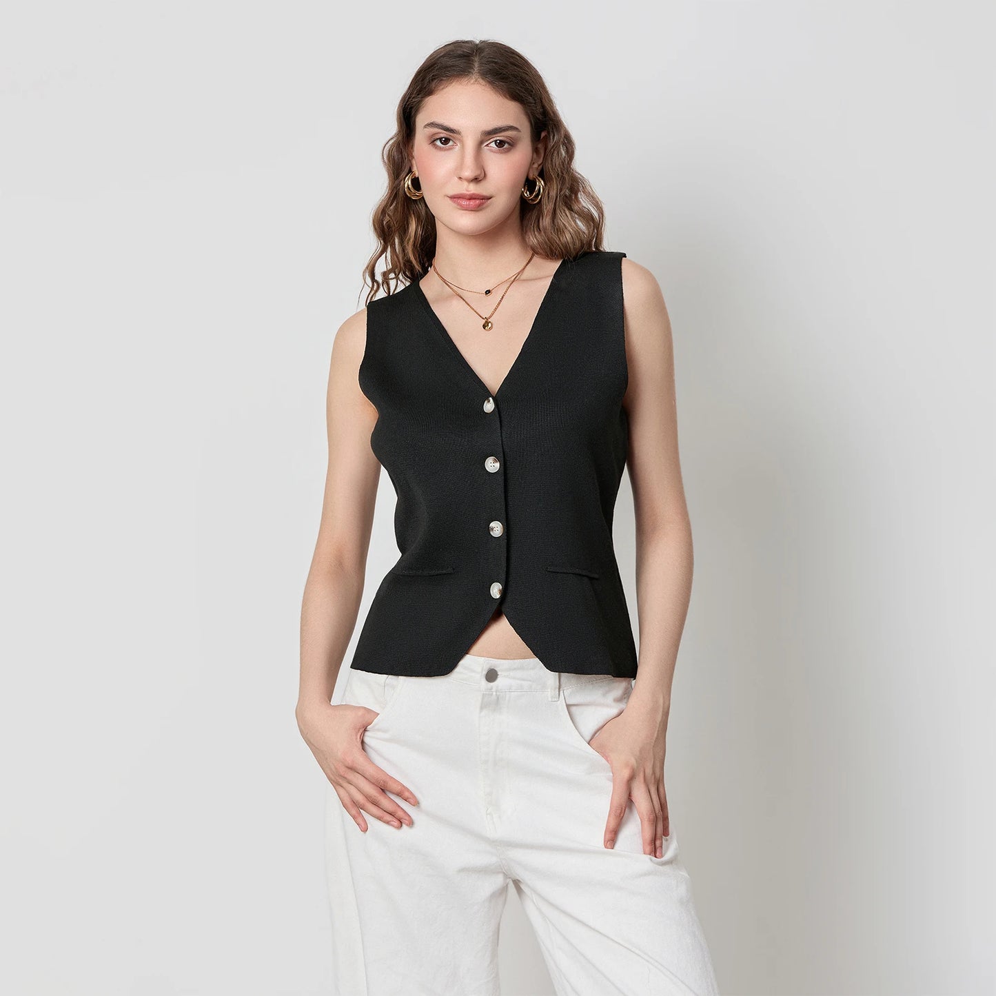 BC Sleeveless Waistcoats V Neck Button Down Vest