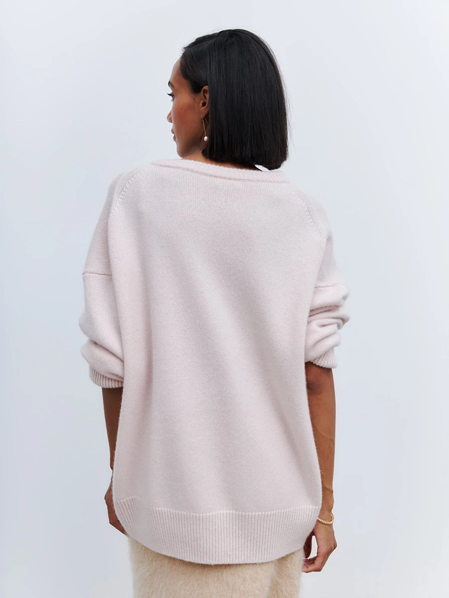 BB Oversized V-neck Warm Knitted Pullover Sweat