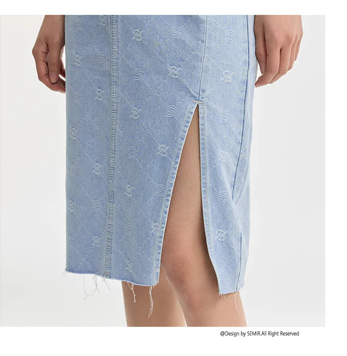 Denim High-Waisted Medium-Length Vintage Skirt