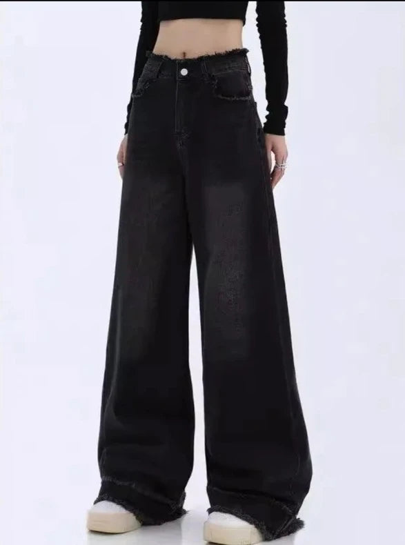 Y2K Vintage Black Baggy Oversized Wide Leg Denim