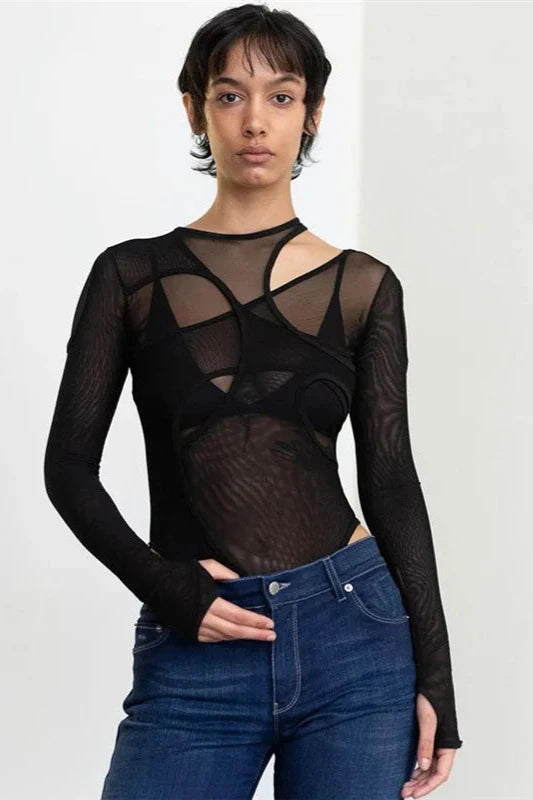 BXC Bodysuit See-Through HollowTop