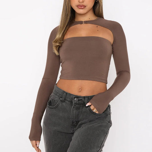 Tania Long Sleeve T-06 Crop Top
