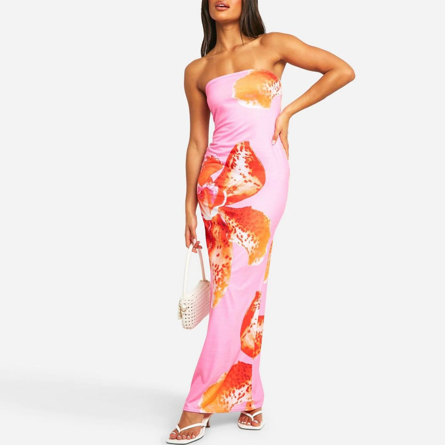 BC Floral Print Backless Aesthetic Dress